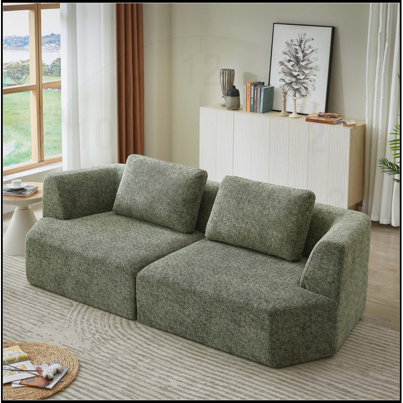 Oversized 3 Seater Compressed Sofa with Chenille Fabric, No Assembly, Space-Saving for Living Room, Apartment, Green
