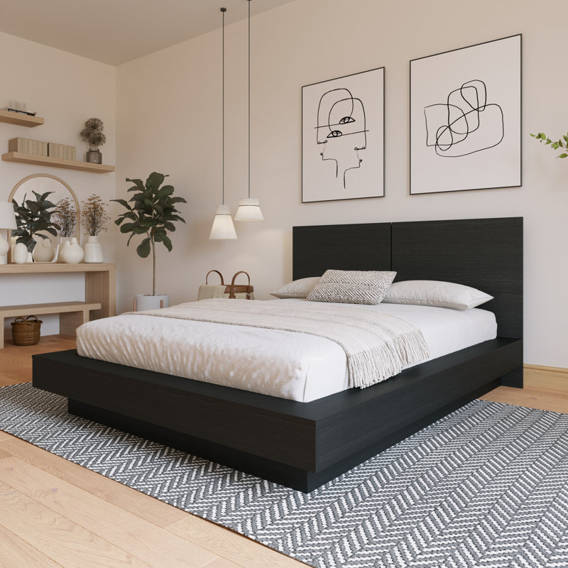 Napa Platform Bed with Headboard, Queen, Black