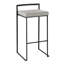 Tabouret de bar empilable contemporain en métal noir et coussin en tissu gris clair de style cowboy - Paquet de 2