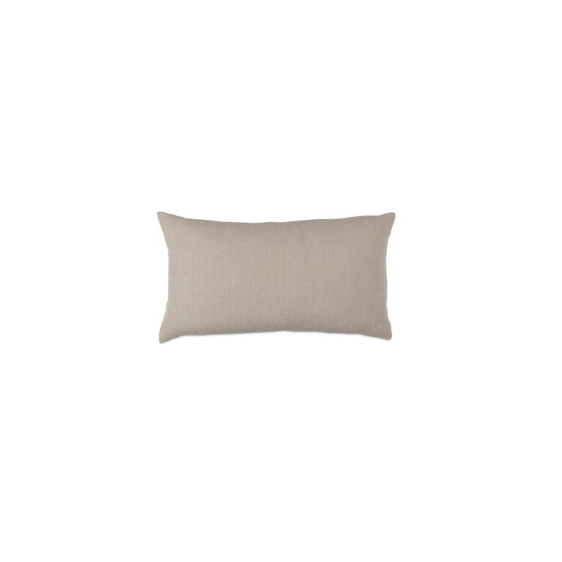 Simple Embroidered Linen Throw Pillow, Flax