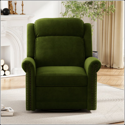 360° Swivel Recliner Manual Rocking Recliner Home Theater Manual Recliner Chair Nursery Rocker With Adjustable Backrest For Living Room