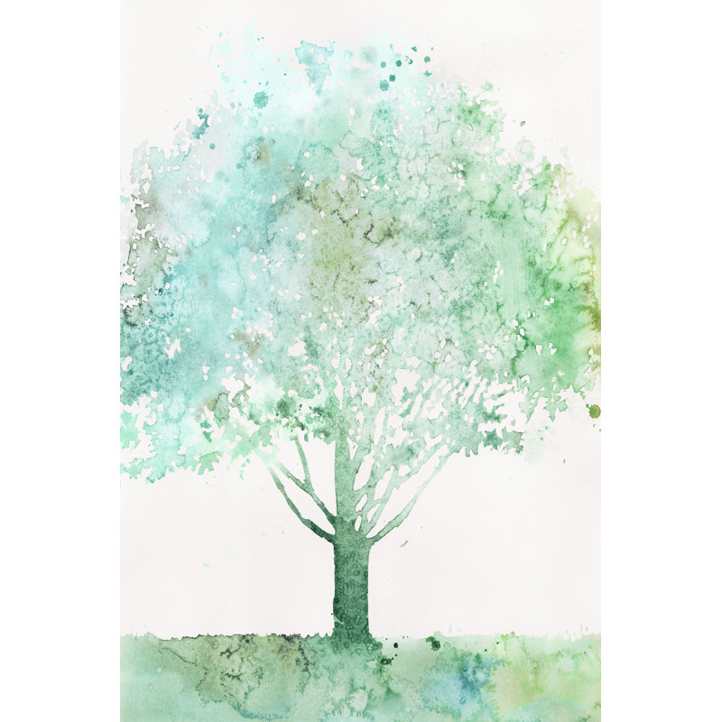 Aquamarine Tree I by Megan Meagher - Painting, 122 cm H x 81 cm W, Black Floater Framed