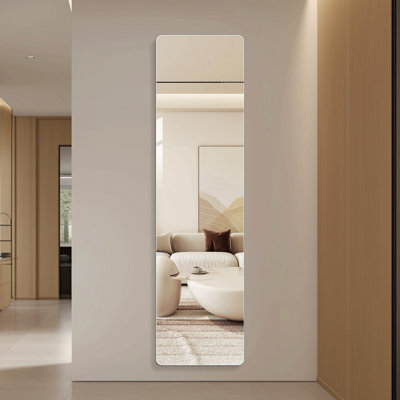 Miroir mural pleine longueur 59 po x 16 po, miroir en verre argenté sans cuivre de 5 mm pour chambre et placard, support incassable