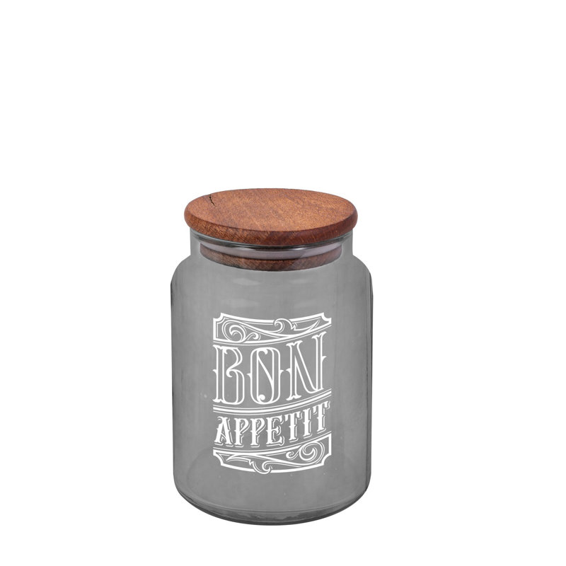 Elegant 100% Glass Storage Jar with Wooden Lid, 4.0 x 4.0 x 5.9 inches | 30.1 fl oz Capacity | Stylish and Functional for Kitchen or Home Décor | Not Dishwasher or Microwave Safe, Perfect for Organizing