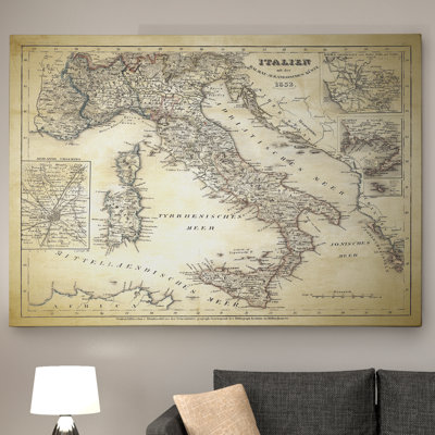 Italie, croquis de carte II, impression sur toile