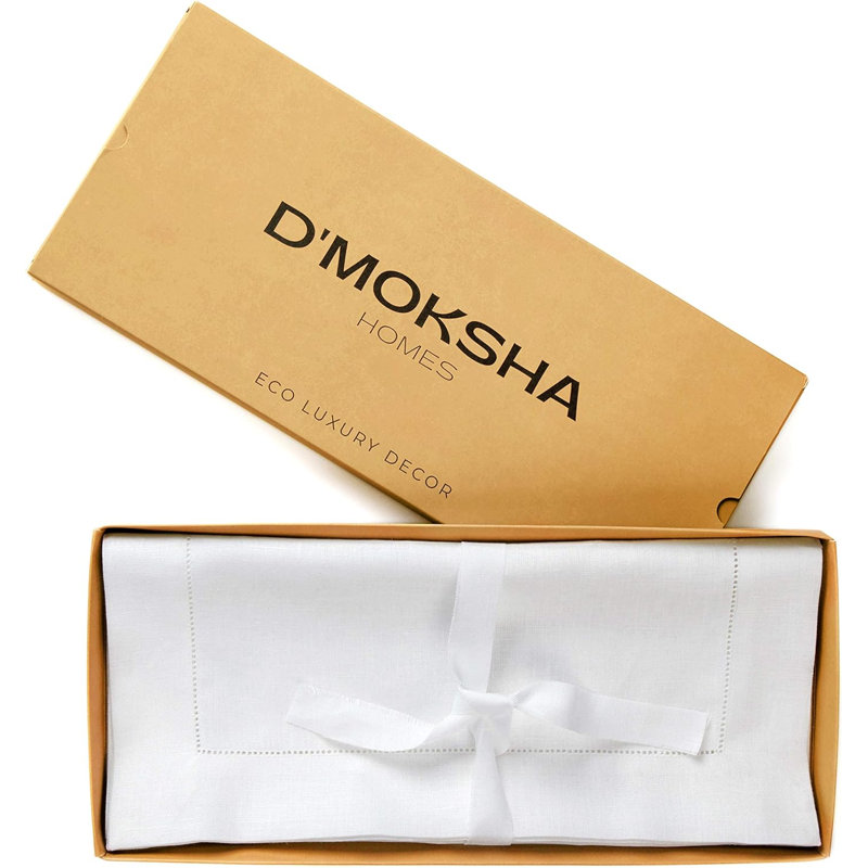 Ensemble de 6 napperons Signature par D'Moksha, 100% lin pur, point ajouré, Blanc
