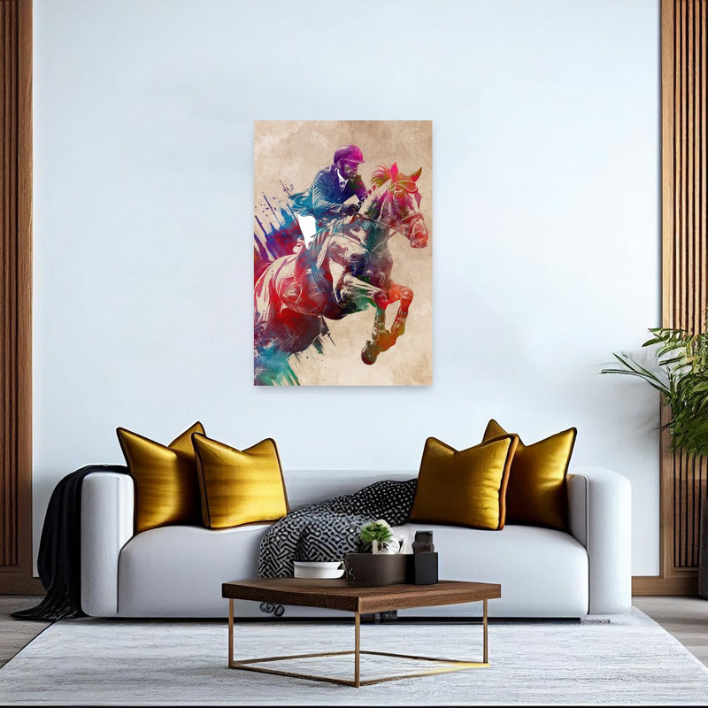 «Sport Horserider Art», reproduction d'art murale cheval contemporain, 60" H x 40" W