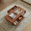Table basse en bois massif sculpté L 47,2 po x l 23,6 po x H 16,14 po - Noyer