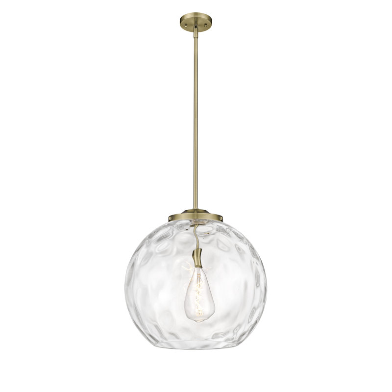 Athens Antique Brass 19.5" Water Glass Single Drop Pendant