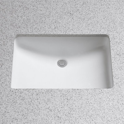 Vitreous China Rectangular Undermount Bathroom Sink with Overflow