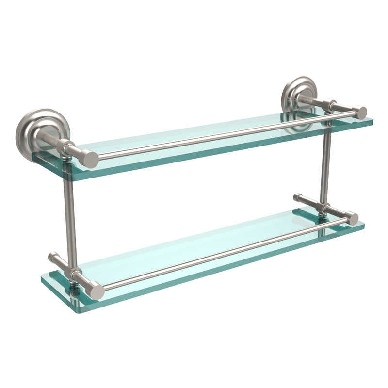 Leamore 2 Piece Tiered Shelf, Satin Nickel, 8" H x 22" W x 5" D