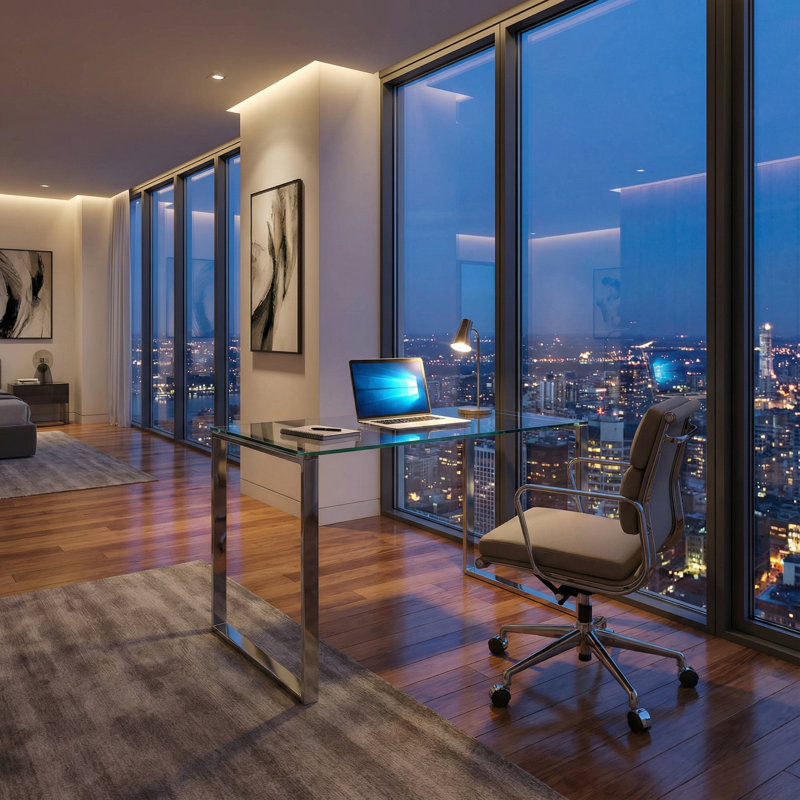 Remi Glass Stainless Steel Writing Desk
