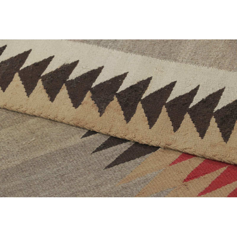 Antique Navajo Blanket Rug In Brown With Geometric Chevron Pattern - Rug & Kilim