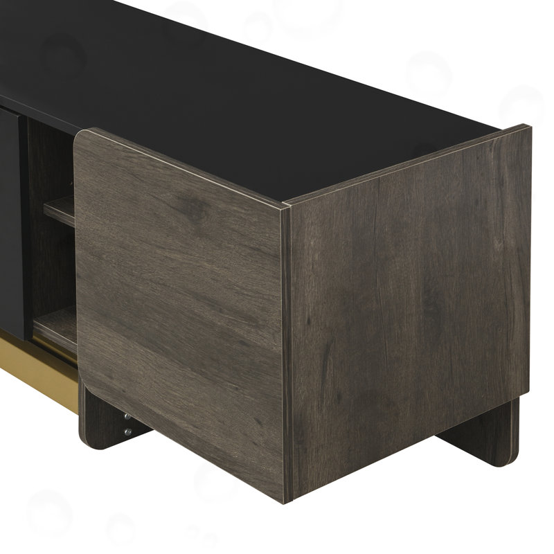 Meuble télé avec 1 tiroir, 2 armoires et tablettes réglables, Black
