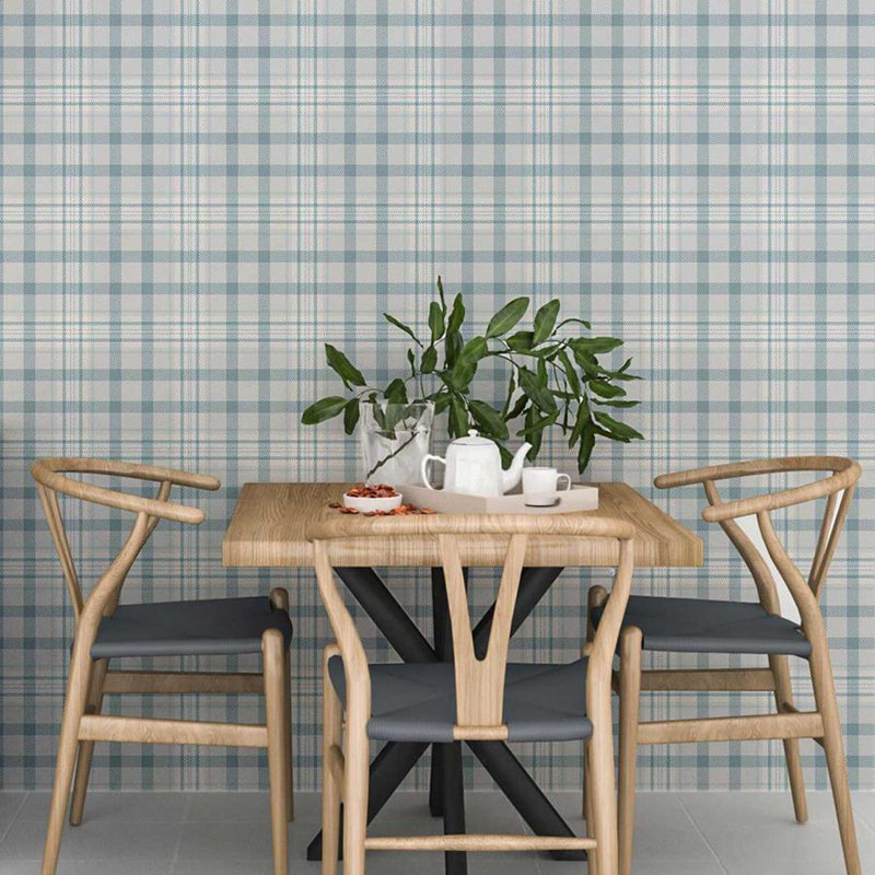 Rouleau de papier peint adhésif Heimdal, Bleu / gris, L 126 po x l 24 po