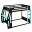 Full Size Bunk Bed With Side-Mounted Oversized RGB Desk, Wood Bunk Bed With Charging Ports, Gaming Loft Frame For Teens-825949123