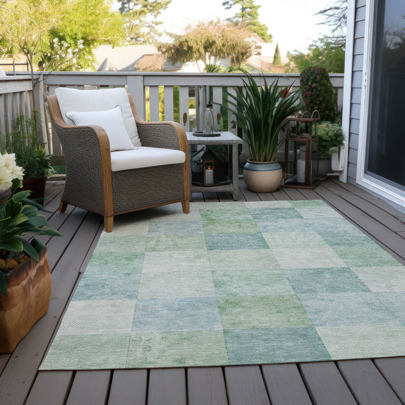 Tapis intérieur / extérieur lavable à la machine Christain ACN1256 Seafoam, Rectangle 5 pi x 7 pi 6 po