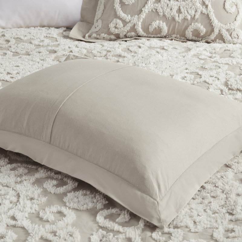 Housse de couette en coton pleine taupe avec une décoration de chenille séduisante 100% charmante, Ivory