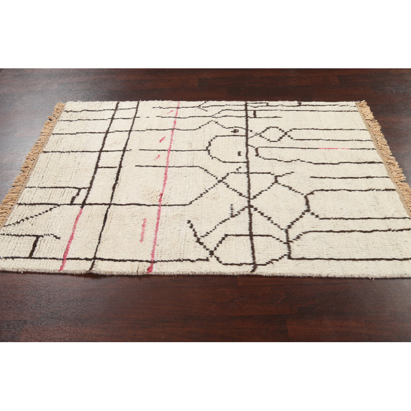One-of-a-Kind 4'1" X 6'4" New Age Wool Area Rug in Ivory