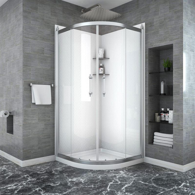 Porte de douche 36 po x 72 po avec cabine de douche encadrée en chrome