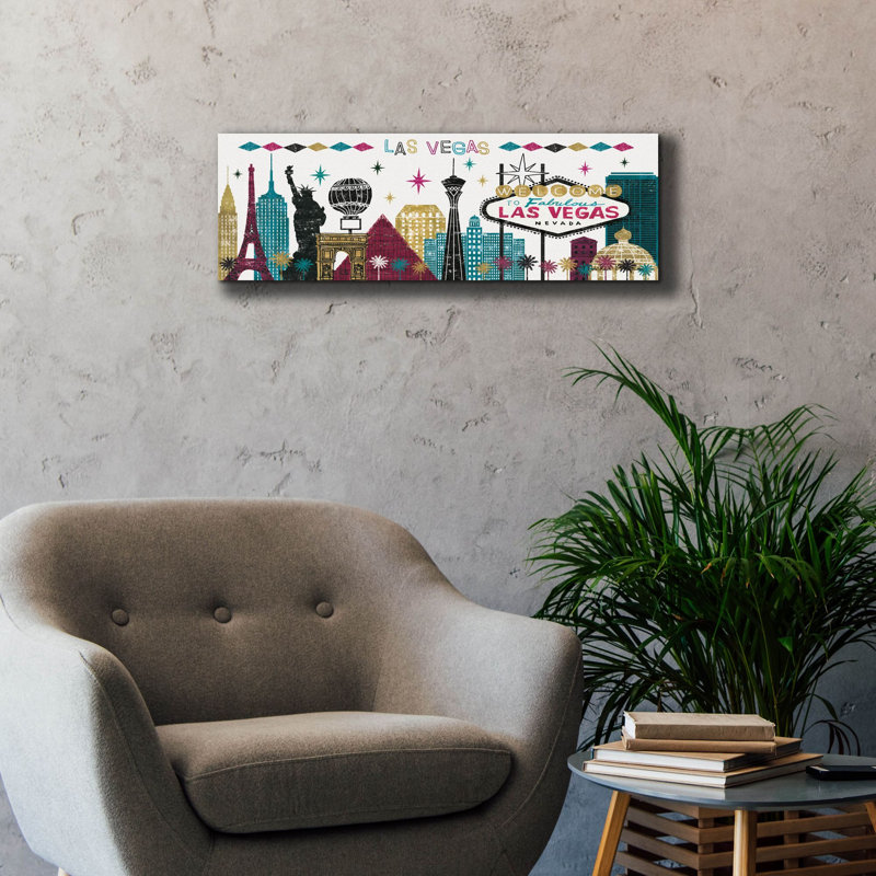 «Las Vegas Skyline Panel» par Michael Mullan, art mural sur toile, H 12 po x l 36 po x P 0,75 po