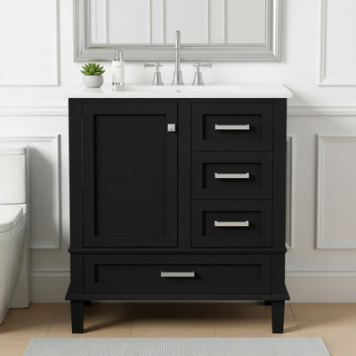 Ensemble de meuble-lavabo moderne 30 po avec lavabo, porte à fermeture douce et 3 tiroirs