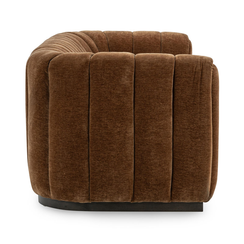 Bronze Velvet Tufted Sofa with Solid Wood Frame