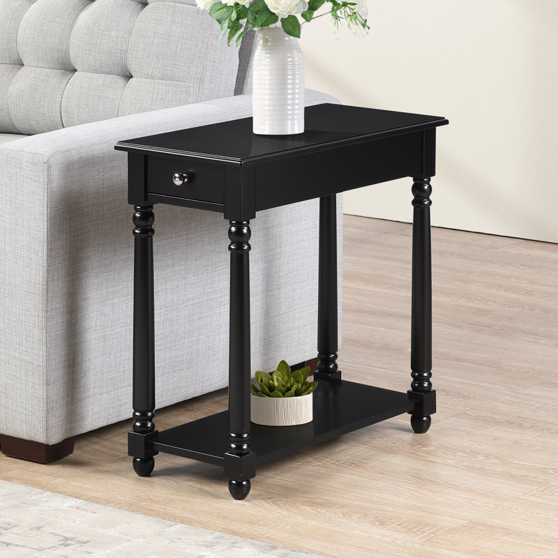 Mayall 1 Drawer Chairside End Table with Shelf, Black