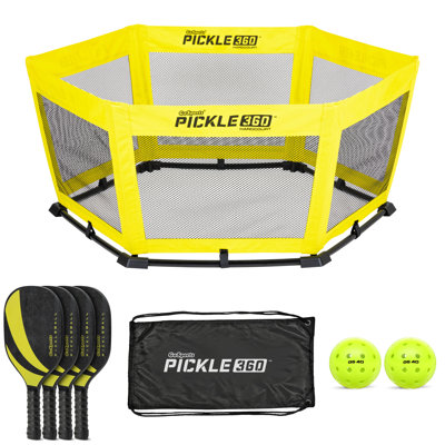 GoSports Pickle 360 Hardcourt Game Set - Pickleball Meets Roundnet - Hard Surface Paddle Ball Game