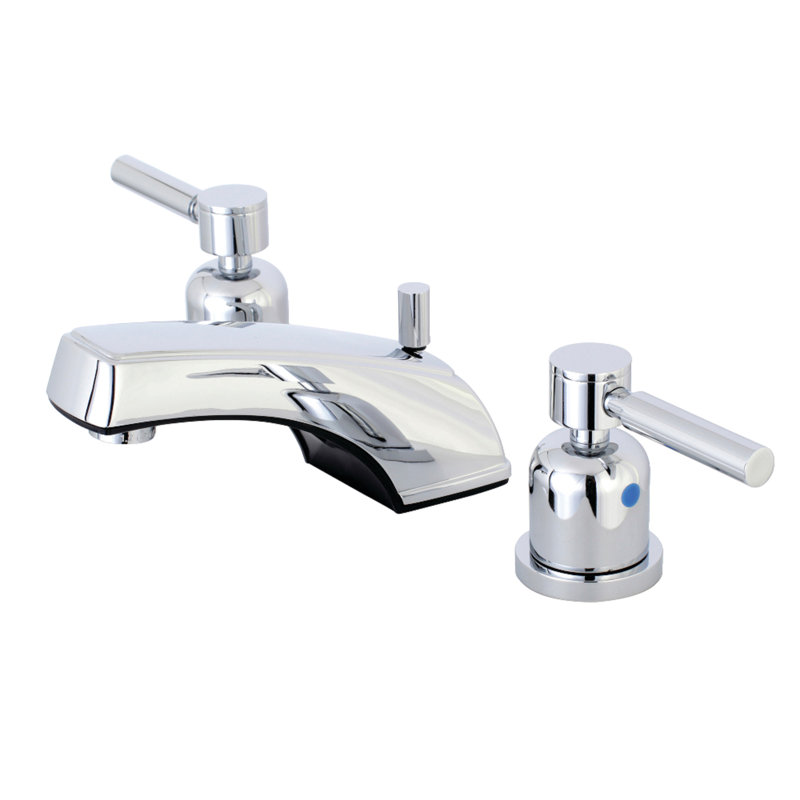 Kingston Brass Concord Two-Handle 3-Hole Deck Mount Widespread Bathroom Faucet with Retail Pop-Up Drain, Polished Chrome