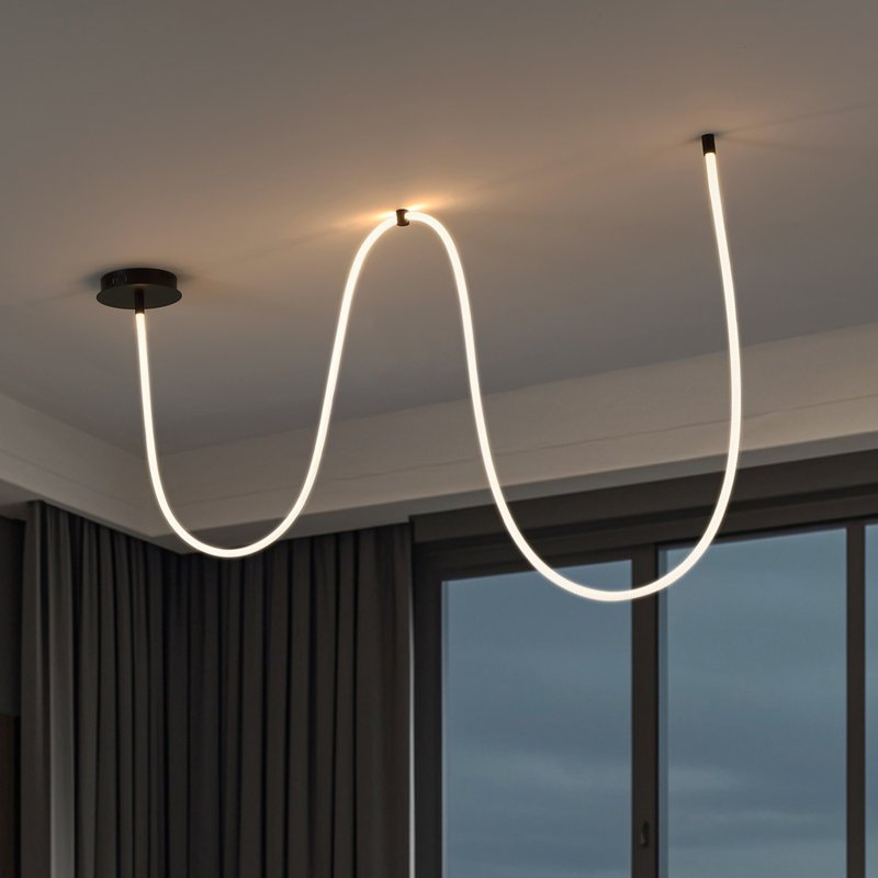 Plafonnier encastré linéaire à intensité variable de 55 po Braunstein, Noir, 20" H x 136" W x 7" D