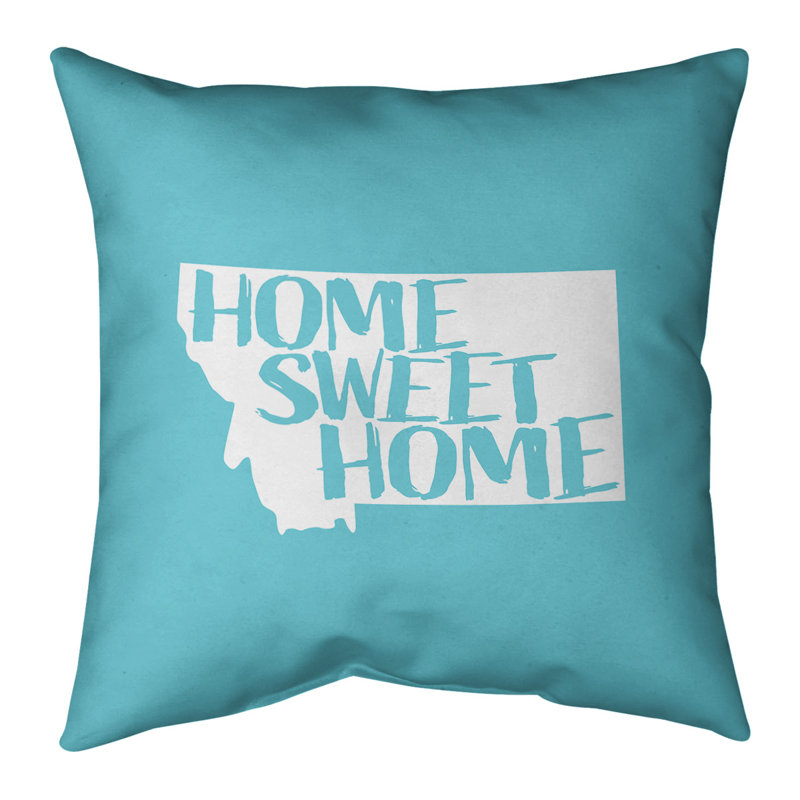 Coussin intérieur / extérieur Home Sweet, 26 po x 26 po, Montana, Bleu sarcelle