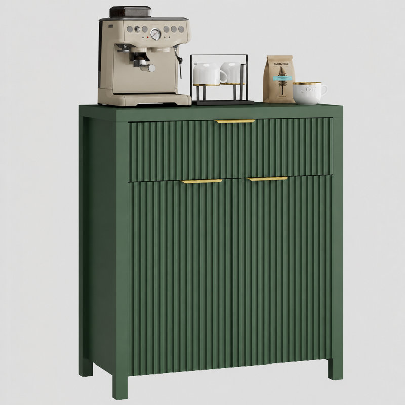 Modern Sideboard Cabinet With Large Drawer,Storage Buffet With Adjustable Shelf ,Entryway Cabinet With Water Ripple Design, Perfect Storage For Dining Room, Kitchen, And Entryway