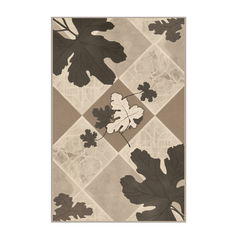 Tapis beige lavable à la machine à motif géométrique d'inspiration mondiale Ortencia Cilantro, 4 x 6