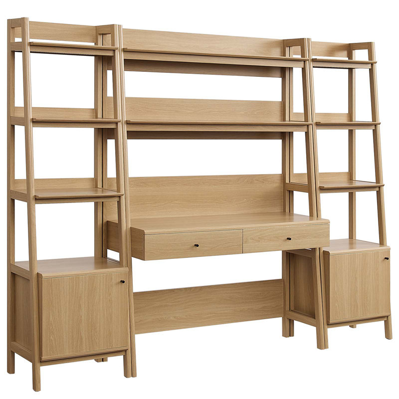  Bureau et bibliothèque en bois 3 pièces Bixby