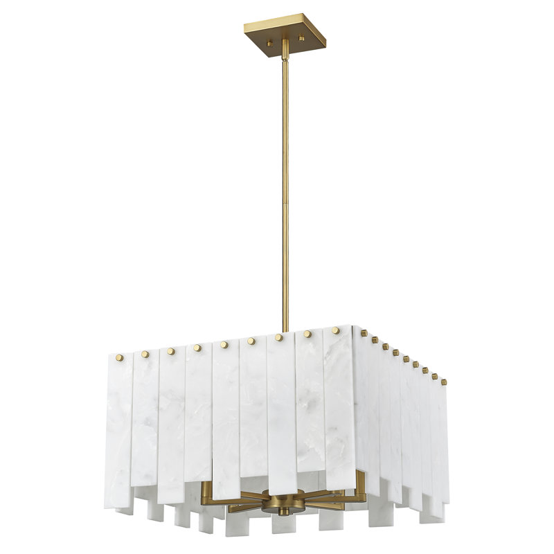 Luminaire suspendu rectangulaire à 4 lumières Ruchbah, Laiton frotté