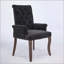 Chaise de salle à manger rembourrée en tissu de chenille avec pieds incurvés en bois massif, design capitonné élégant pour le confort et le style, paquet simple, noir-2079850020