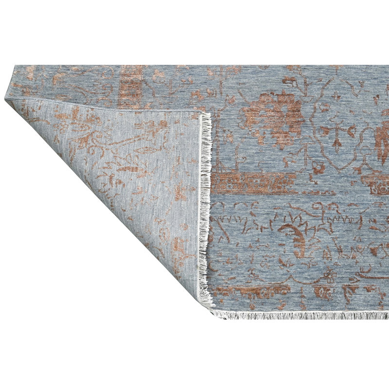 One-of-a-Kind Rectangle 11'9" x 15' Area Rug in Light Blue/Copper