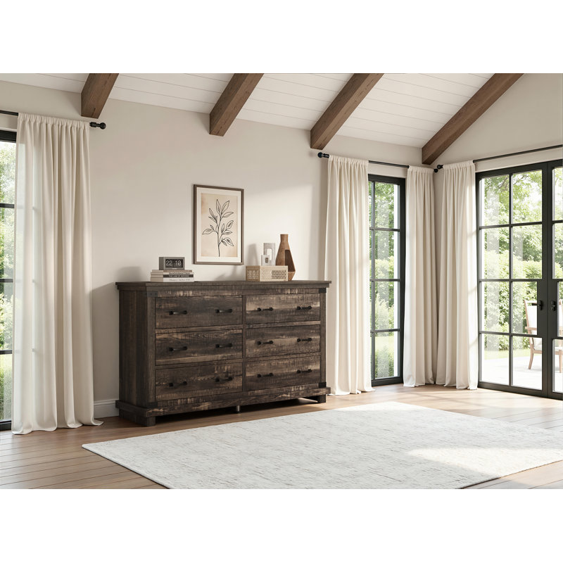 Commode double en bois Quan Farmhouse, Chêne foncé