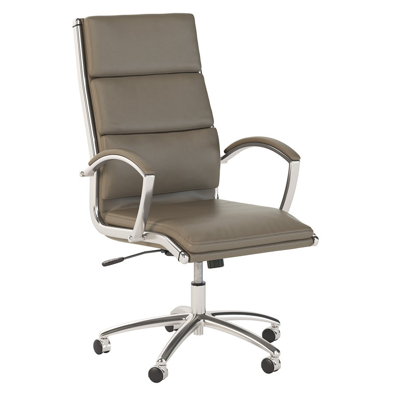 BBF Seating Faux Leather High Back Executive Chair, Washed Gray Leather