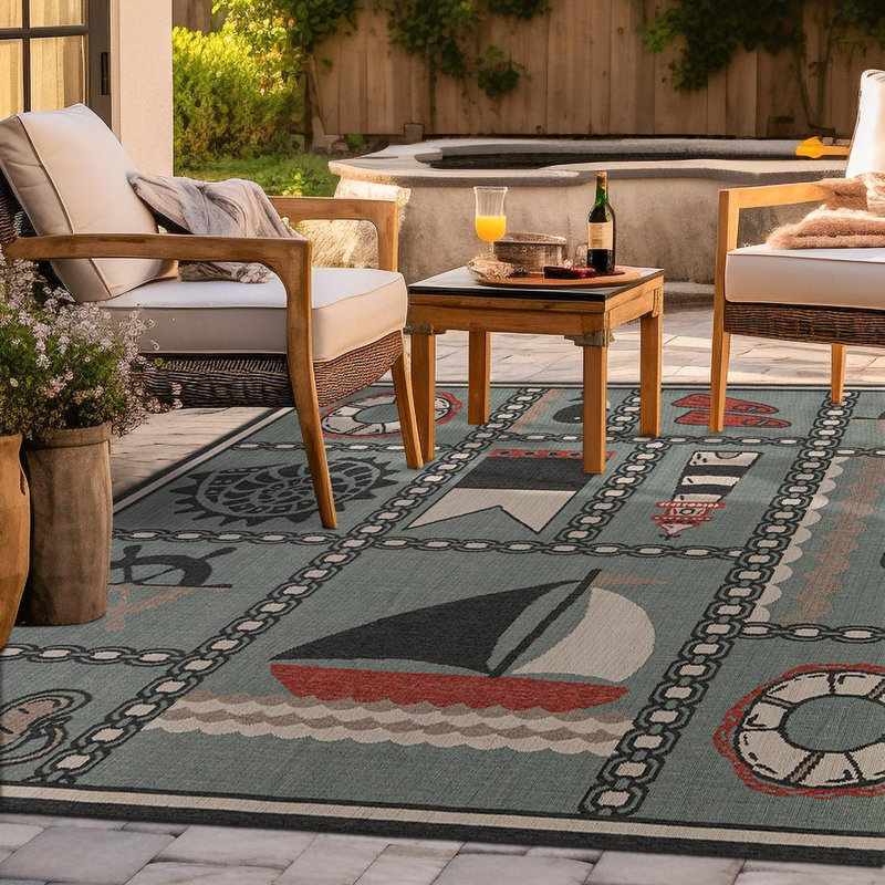 Angelys Indoor/Outdoor Area Rug, Square 7'10"