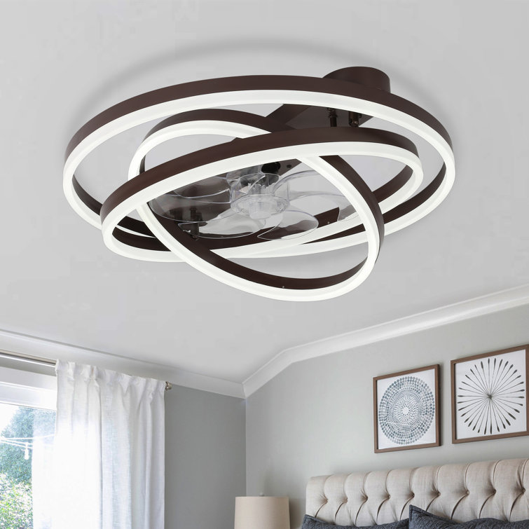 Hagensee 24" DIY Shade Reversible LED Ceiling Fan with Dimmable Light and APP Remote Control