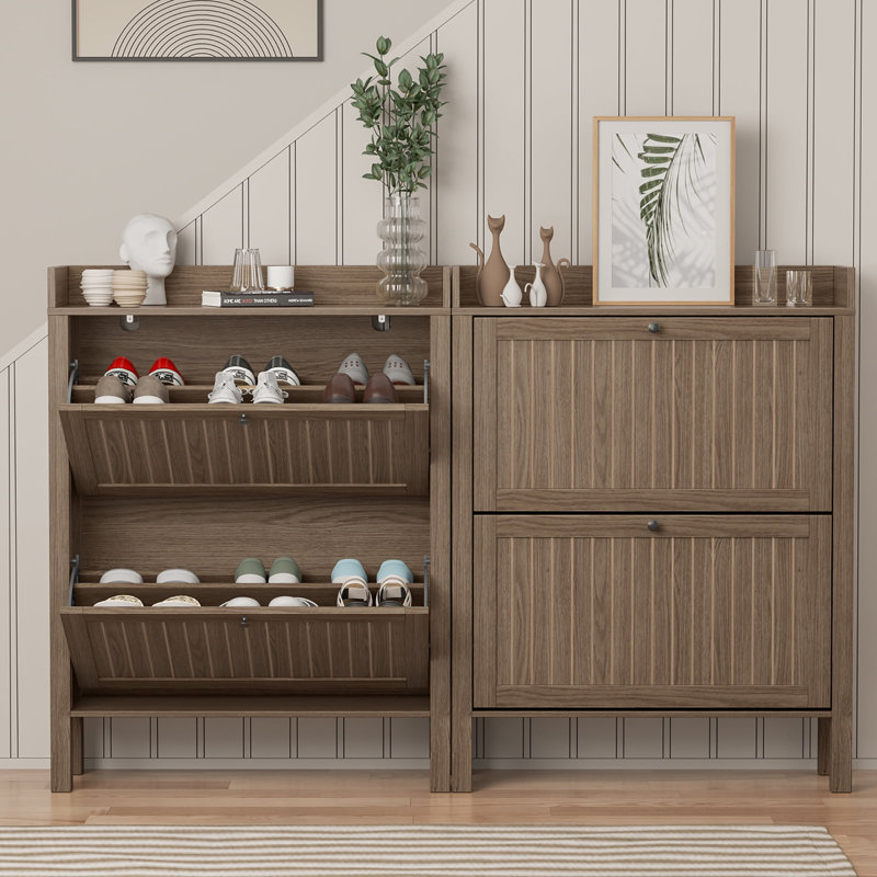 Armoire à chaussures 16 paires avec 2 tiroirs rabattables