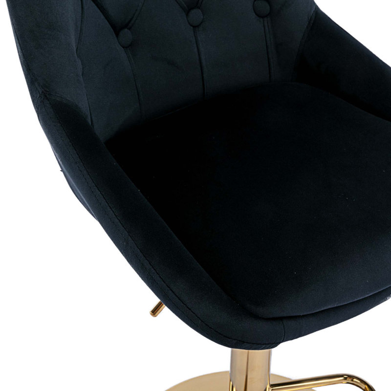 Tabouret de bar avec dossier et repose-pieds réglables en hauteur ivoire, Noir