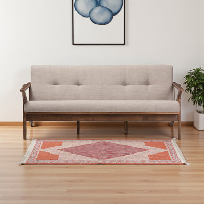 Dorcaster 3-Seater Sofa With Walnut Wood & Light Gray Fabric, 29.25" H X 71.76" W X 32.92" D