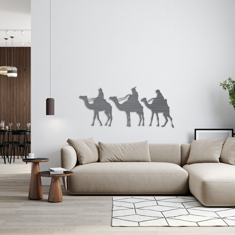 Art mural de Noël avec traîneau des pères Noël et des pluies - ACM, H 10,5 po x l 24 po x P 0,25 po, Blanc