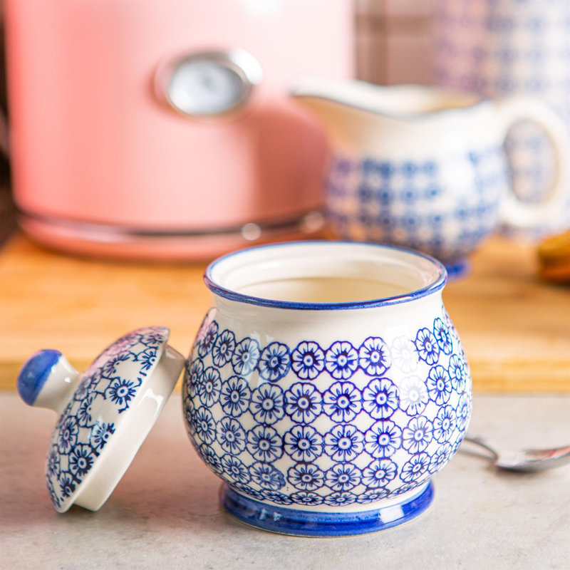 Nicola Spring - Hand-Printed Sugar Bowl - 10cm - Navy