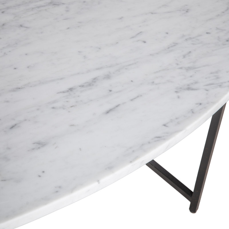 Marble Top Single Coffee Table, 18.5" H x 60" L x 30" W, Flat Black, Carrera Marble