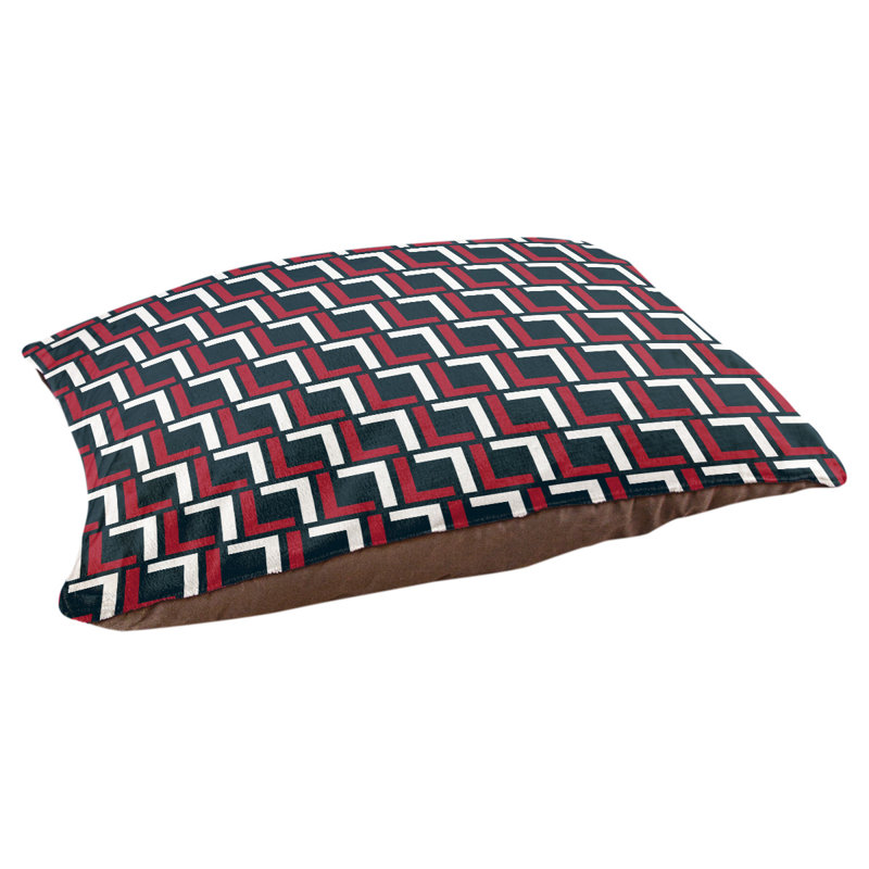 Coussin pour chien Brossard, Très grand (l 40 po x P 50 po x H 6 po), Bleu foncé acier / rouge bataille / blanc