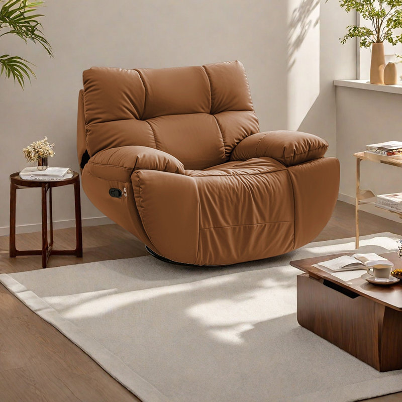 Fauteuil inclinable ergonomique en similicuir au design élégant, Brun